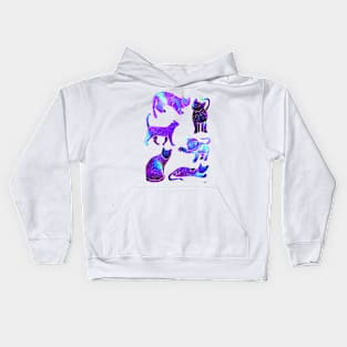 Galaxy Cats Pattern - Neon Kids Hoodie